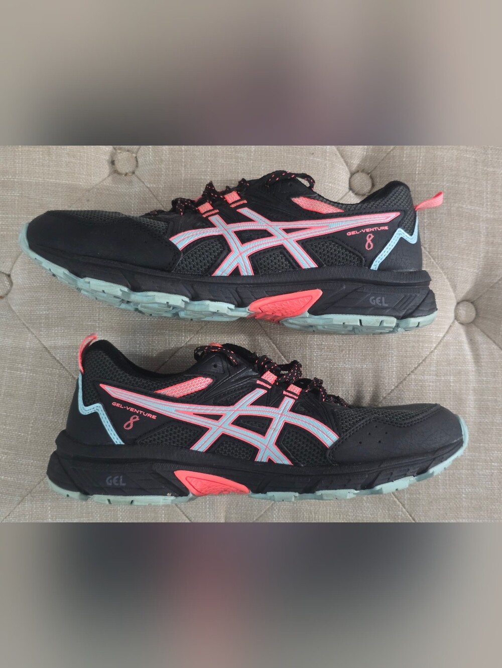 ASICS GEL-Venture 6 Women’s Size 9 Wide Trail Running Shoes Black Coral Blue